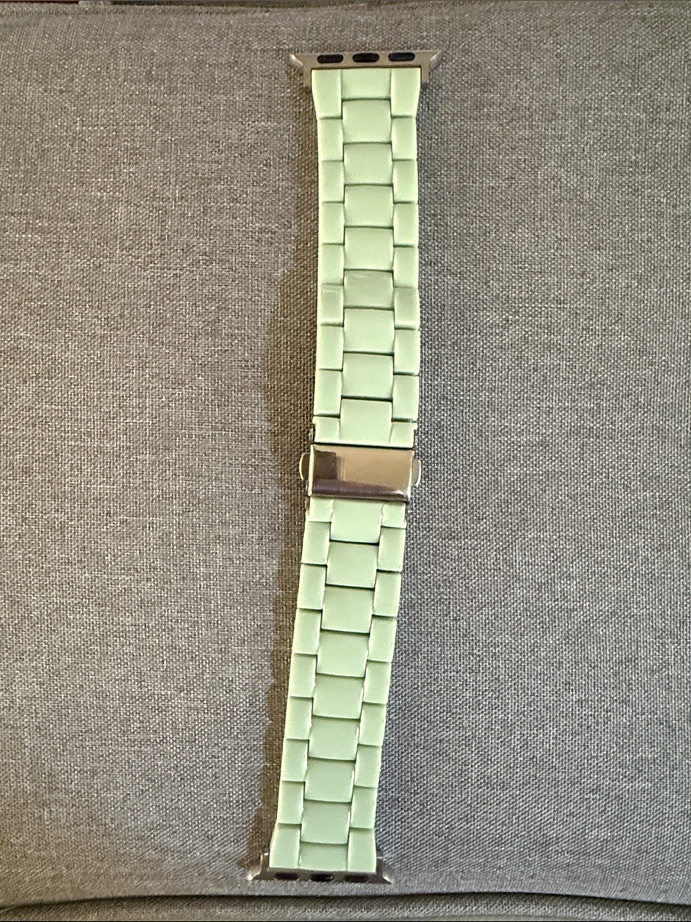 Mint Green Silicone Link Watch Band Plastic/Stainless